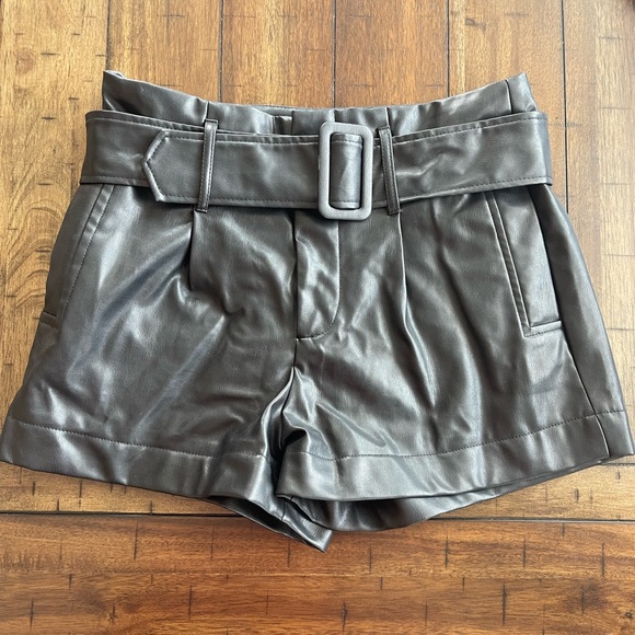 Faux Leather Shorts W/Belt - Picture 3 of 6